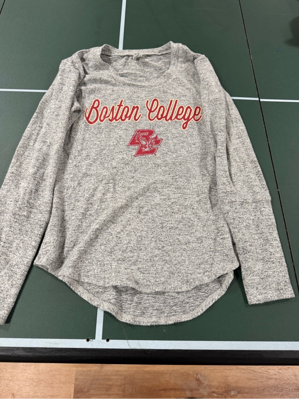 Eddie Bauer Gray 'Boston College' Long-Sleeve Tee with Red Script